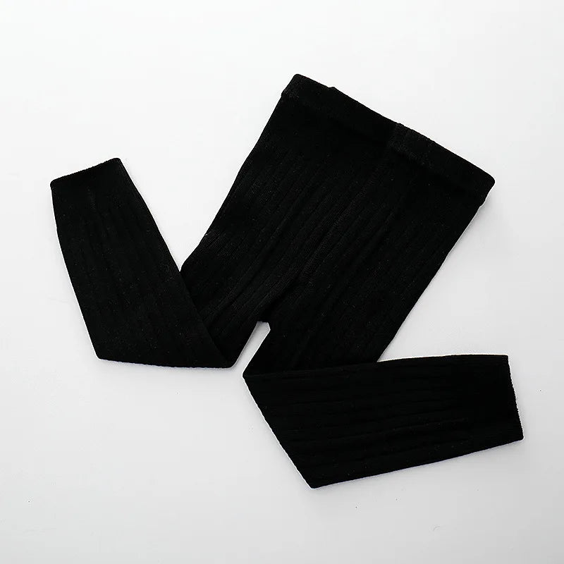 YWHUANSEN 0 to 8 Yrs Spring Autumn Double Needle Leggings Girl Combed Cotton Ribbed Leggings Baby Soft Lace Knitted Pant For Boy