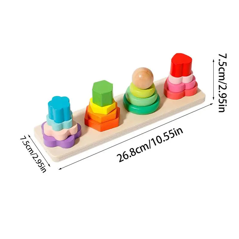 Multifunctional Creative Tower Baby Stacking Puzzle Block Toys Educational Kids Four Pillar Building Blocks For Aged 3