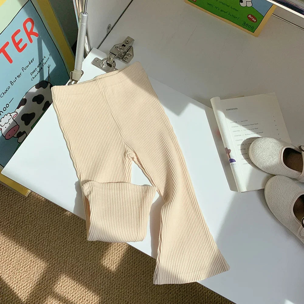 1-11T Autumn Toddler Kid Baby Girls Pants Stripe Elastic Elegant Slim Flare Pant Fashion Children Trousers Infant Girl Clothing