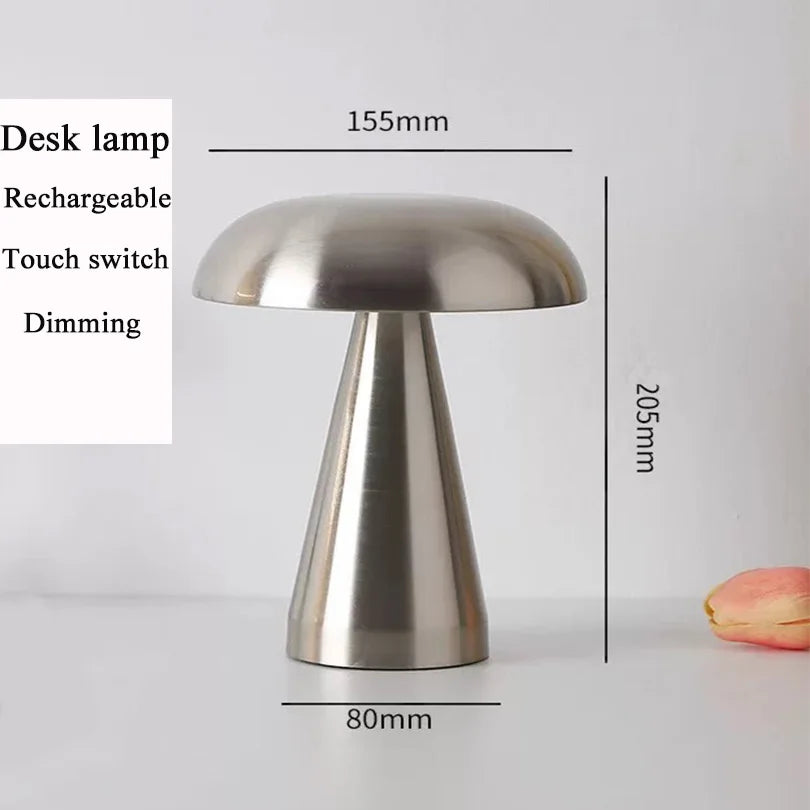 LED Table Lamp Retro Mushroom Touch Sensor Bedside Lamp Rechargeable Reading Lights For Bedroom Restaurant Bar Decor Lighting