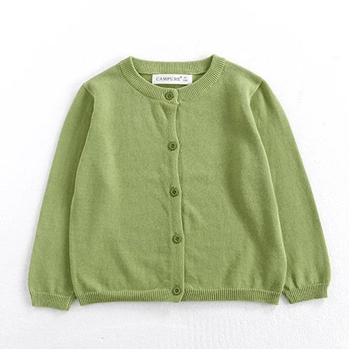 2024 New Autumn Children Long Sleeved Cartoon Print Casual Loose Sweater Baby Girls Knitting Cardigan Coat Kids Knitted Cardigan