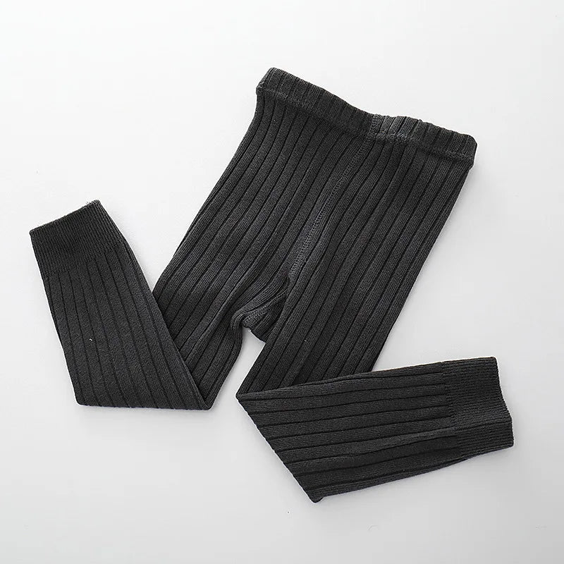 YWHUANSEN 0 to 8 Yrs Spring Autumn Double Needle Leggings Girl Combed Cotton Ribbed Leggings Baby Soft Lace Knitted Pant For Boy