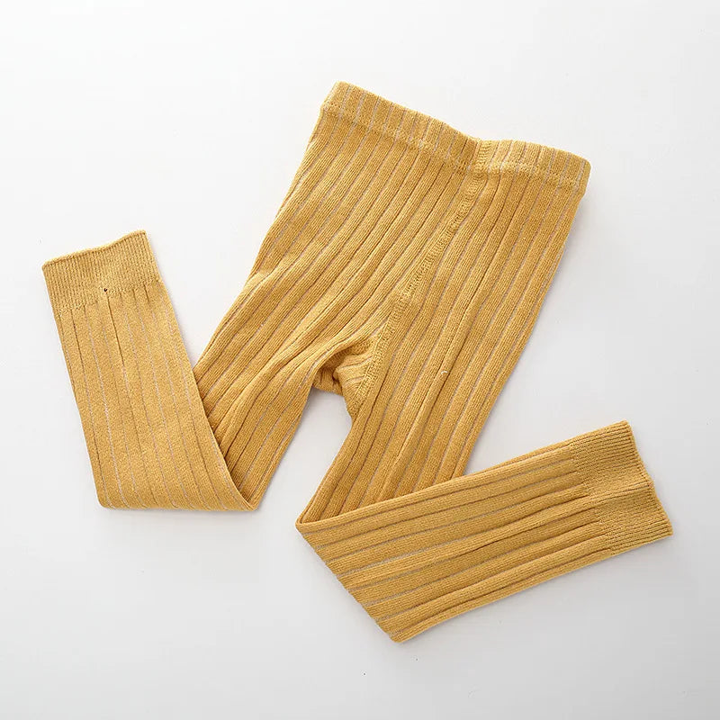 YWHUANSEN 0 to 8 Yrs Spring Autumn Double Needle Leggings Girl Combed Cotton Ribbed Leggings Baby Soft Lace Knitted Pant For Boy