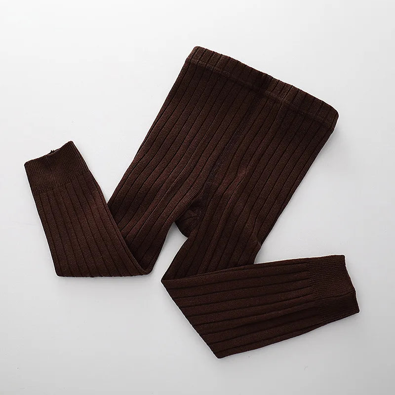 YWHUANSEN 0 to 8 Yrs Spring Autumn Double Needle Leggings Girl Combed Cotton Ribbed Leggings Baby Soft Lace Knitted Pant For Boy