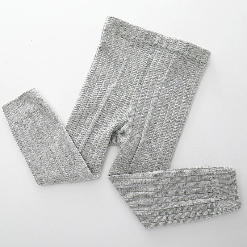 YWHUANSEN 0 to 8 Yrs Spring Autumn Double Needle Leggings Girl Combed Cotton Ribbed Leggings Baby Soft Lace Knitted Pant For Boy