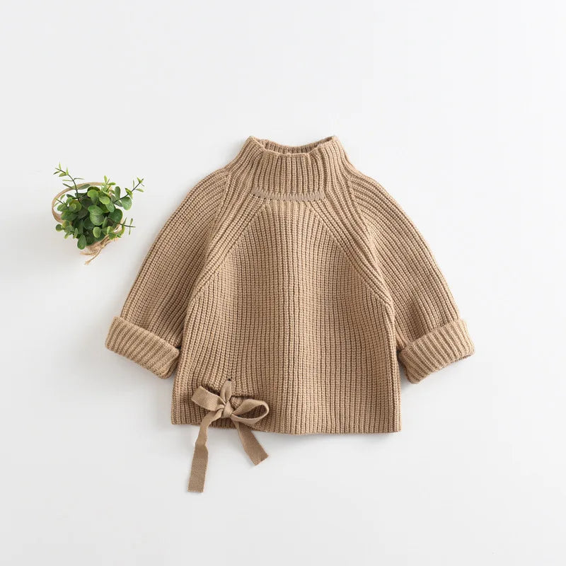 Spring Children Baby Sweaters Solid Color Turtleneck Boys and Girls Sweaters Knit Kids Pullover Casual Baby Girl Clothing 1-5 Y