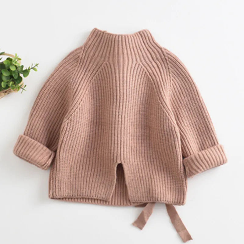 Spring Children Baby Sweaters Solid Color Turtleneck Boys and Girls Sweaters Knit Kids Pullover Casual Baby Girl Clothing 1-5 Y
