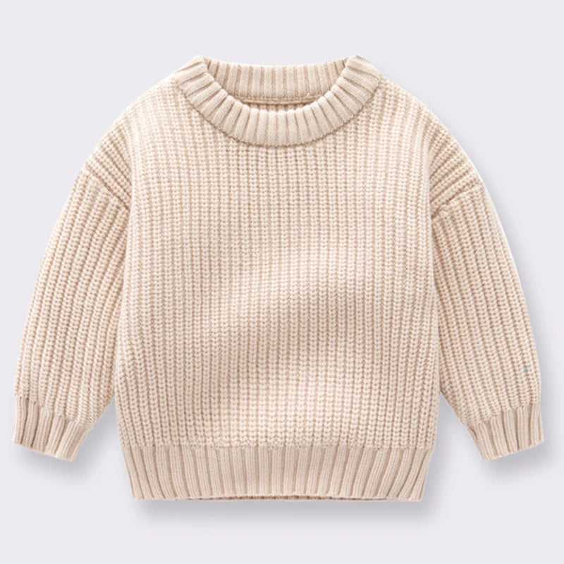 New Autumn Girls Sweater Kids Sweaters Chunky Knit Brief Spring Winter Sweaters Long Sleeve Boys Pullover Warm Knit Baby Clothes