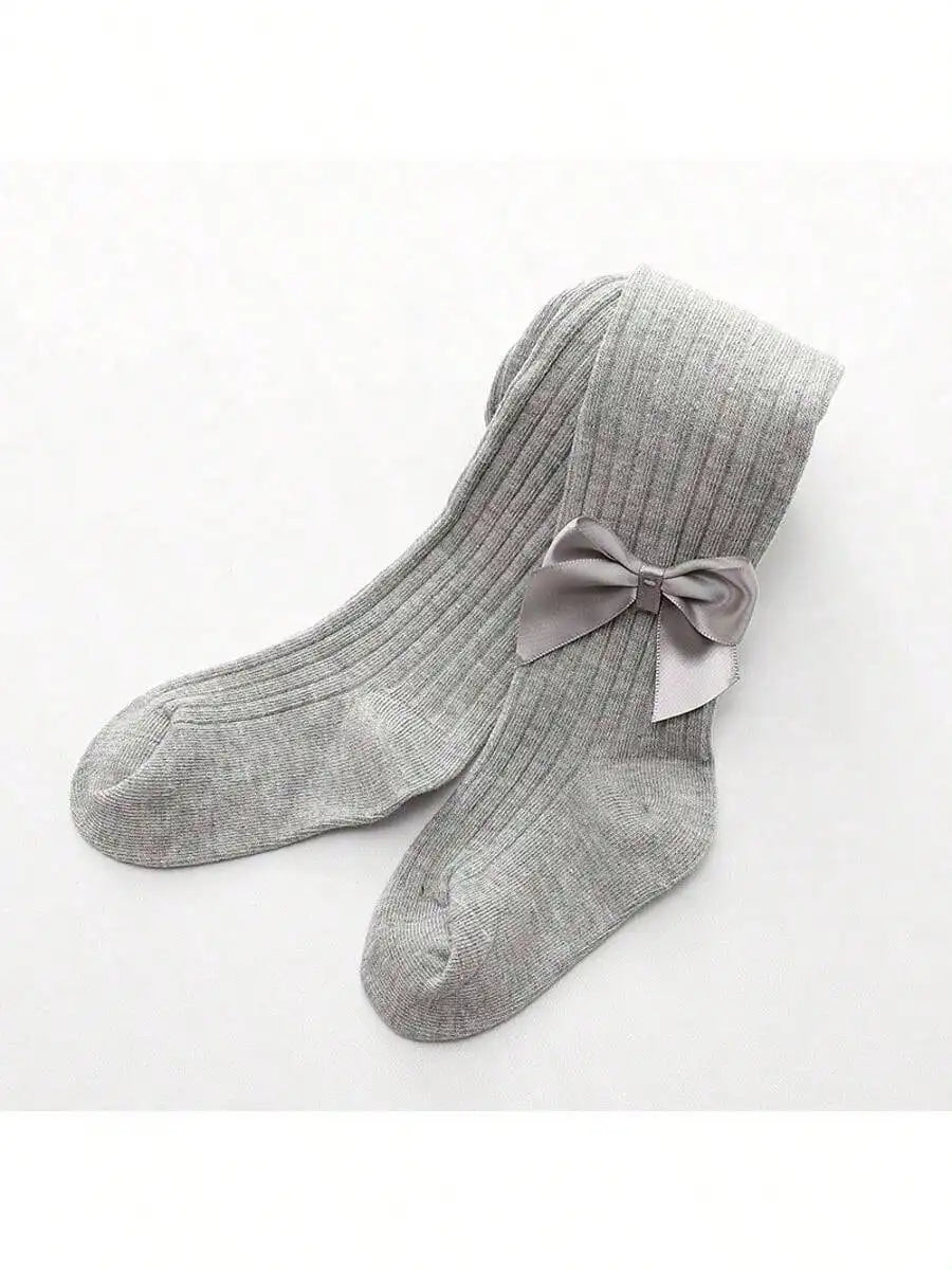 3 pairs of girls' tight pants for autumn and winter, cute bow tie baby pantyhose, warm and comfortable baby socks for wom