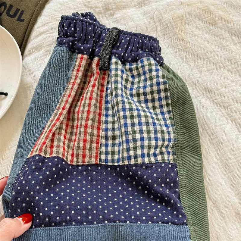 deer jonmi 2024 New Autumn Baby Boys Loose Patchwork Trousers Korean Style Toddlers Kids Casual Chic Haren Pants