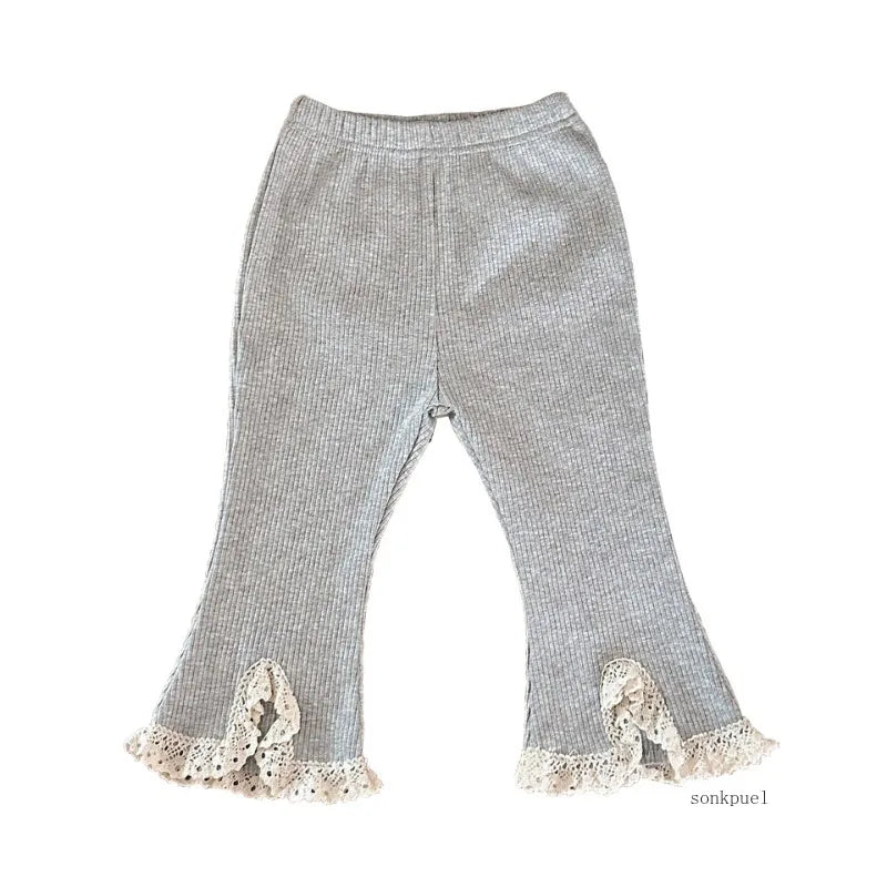 Baby Pants Girls Solid Elasticity Leggings Cotton Trousers Kids Boot Cut Pants Toddler Girls Flares Pant