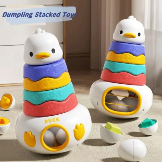 Cute Duck Stacking Toy for Infant Baby Toddler Color Shape Cognition Sorting Early Educational Toy Parent-Child Interactive Game