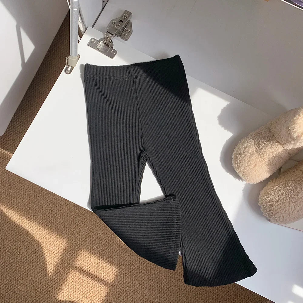 1-11T Autumn Toddler Kid Baby Girls Pants Stripe Elastic Elegant Slim Flare Pant Fashion Children Trousers Infant Girl Clothing
