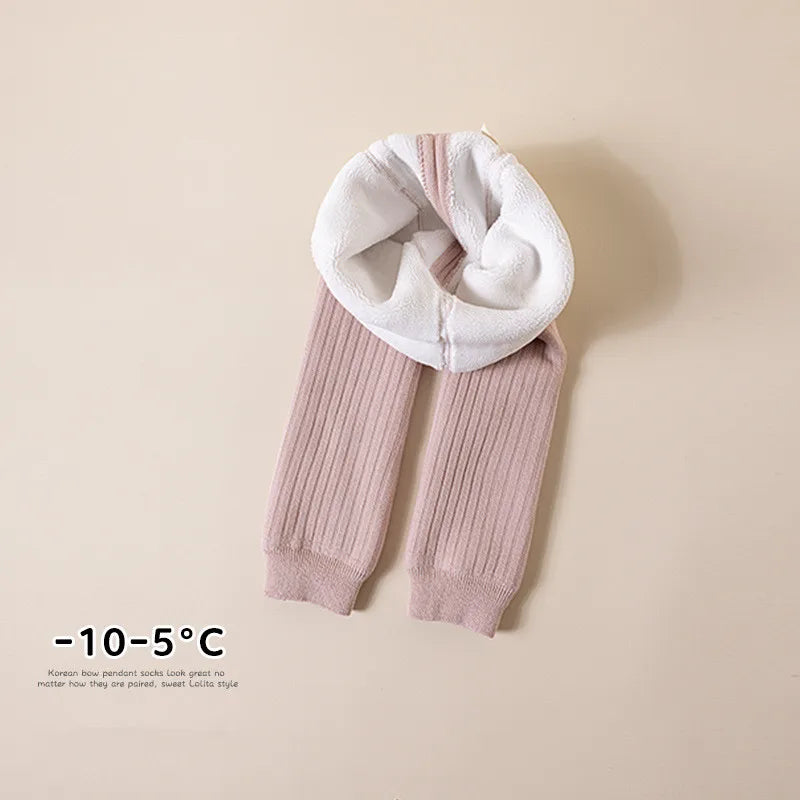 Autumn Winter Baby Boys Girls Thicken Warm Pants Leggings Tights Fleece Lining Stretch Kids Children Knitting Trousers