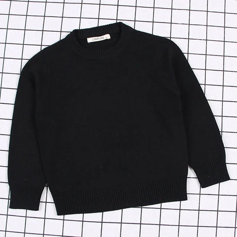 2025 New Autumn 1-8Yrs Baby Boys Girls Pure Color Casual Loose Pullovers Sweaters Kids Sweaters Knitted Bottoming Boys Sweaters