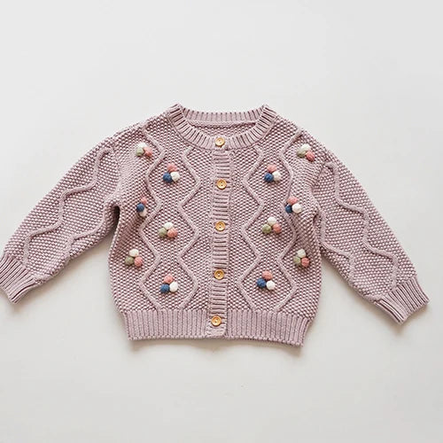 2024 New Autumn Children Long Sleeved Cartoon Print Casual Loose Sweater Baby Girls Knitting Cardigan Coat Kids Knitted Cardigan