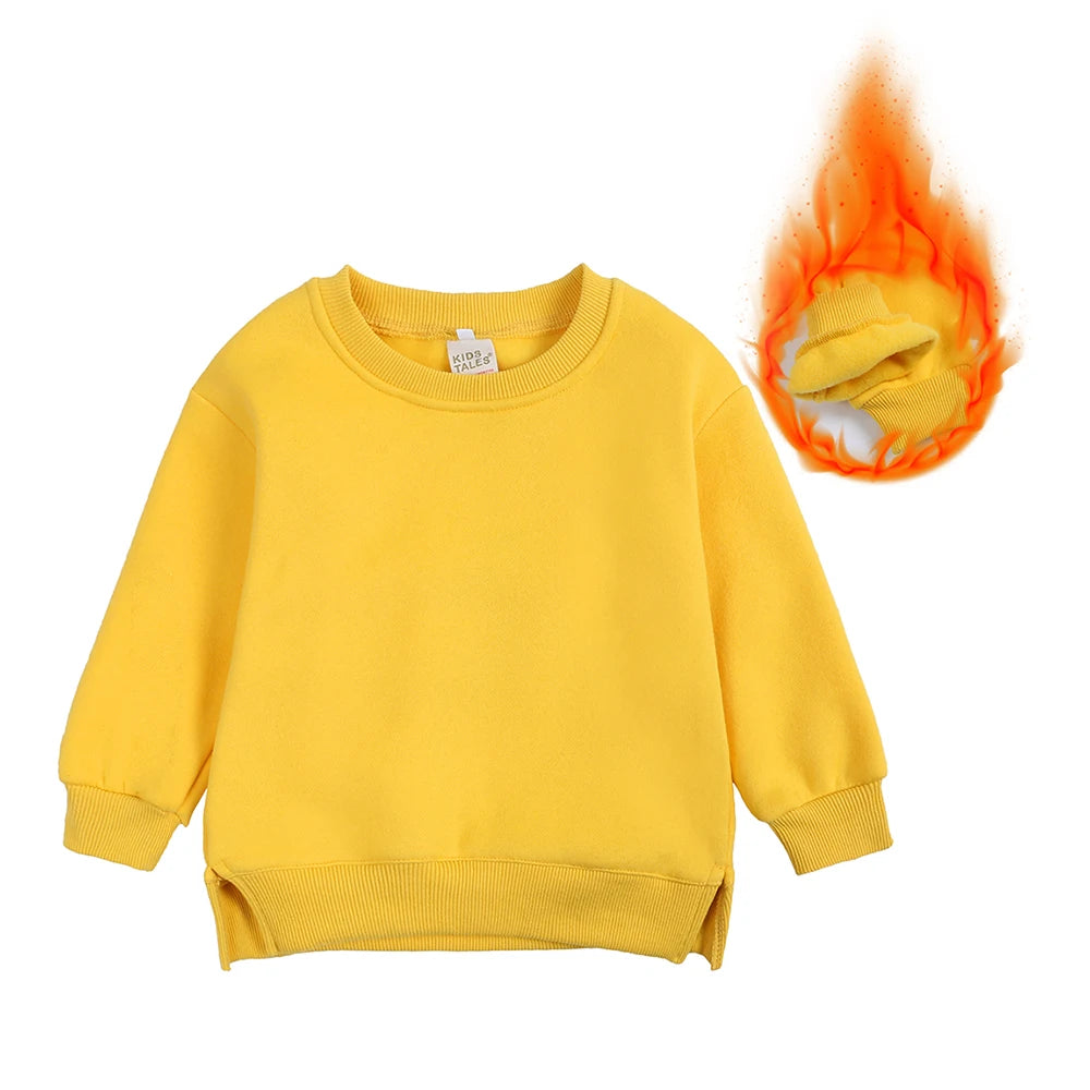 1-7T Kids Hoodies Winter Autumn Thicken Fleece Long Sleeve Sweatshirt Toddler Boy Girl Sweater Coat Children's Pullovers Clothes