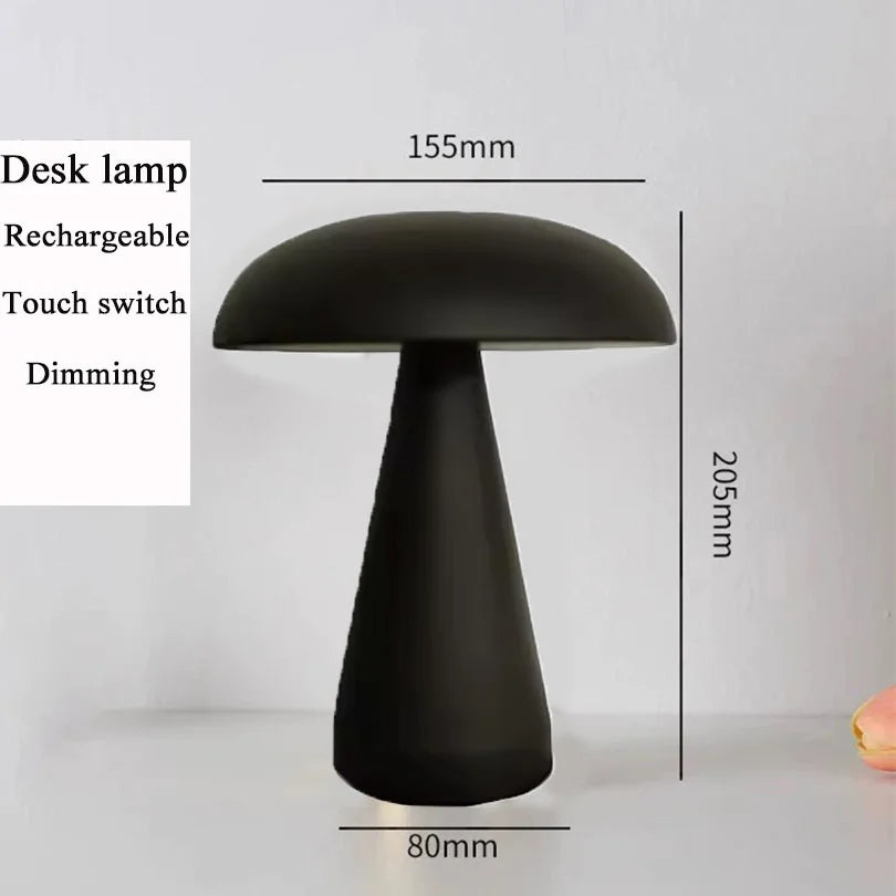 LED Table Lamp Retro Mushroom  Touch Sensor Bedside Lamp Rechargeable Reading Lights For Bedroom Restaurant Bar Decor Lighting
