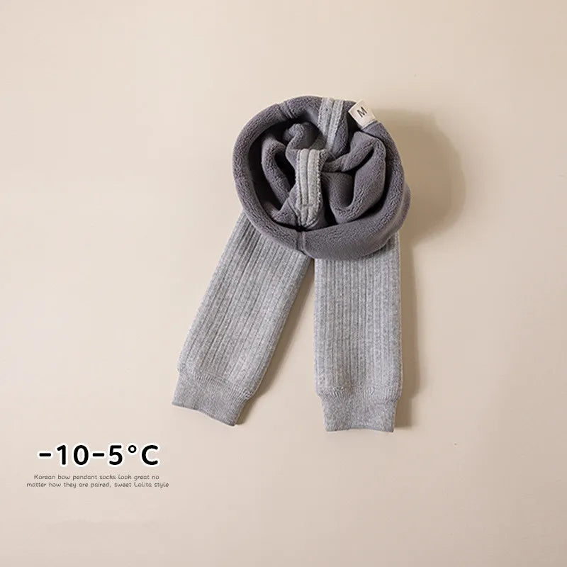 Autumn Winter Baby Boys Girls Thicken Warm Pants Leggings Tights Fleece Lining Stretch Kids Children Knitting Trousers