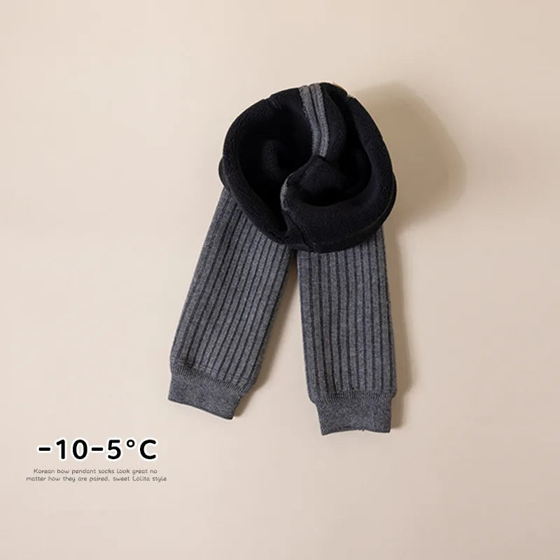 Autumn Winter Baby Boys Girls Thicken Warm Pants Leggings Tights Fleece Lining Stretch Kids Children Knitting Trousers