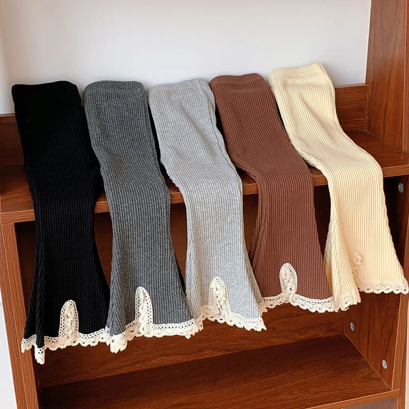 Baby Pants Girls Solid Elasticity Leggings Cotton Trousers Kids Boot Cut Pants Toddler Girls Flares Pant