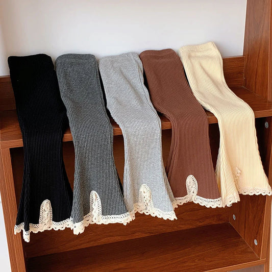 Baby Pants Girls Solid Elasticity Leggings Cotton Trousers Kids Boot Cut Pants Toddler Girls Flares Pant