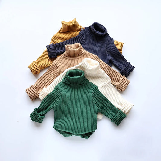 MILANCEL Autumn Soft Tight Unisex Kids Knitwear Sweaters Solid Multi Color Girls Sweater Brief Boys Pullover Turtleneck Outwear