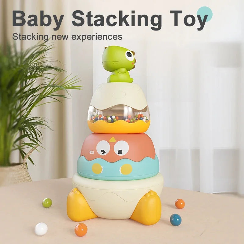 Stacking Tongs for Baby Puzzle Children Develop Motor Skills Game Rotate Stacking Circles Rings Toys Kids Early Educational Toys