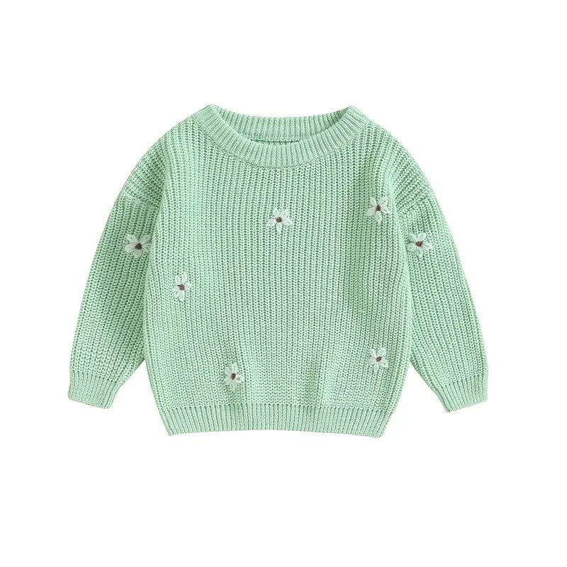 Winter Autumn New Baby Boys Girls Sweater Long Sleeve Cute Flower Knit Clothes Newborn Knitwear Pullover Top For Infant