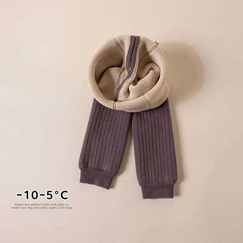 Autumn Winter Baby Boys Girls Thicken Warm Pants Leggings Tights Fleece Lining Stretch Kids Children Knitting Trousers