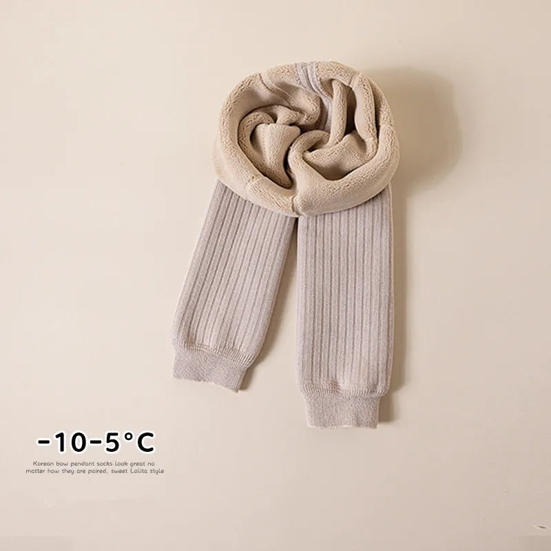 Autumn Winter Baby Boys Girls Thicken Warm Pants Leggings Tights Fleece Lining Stretch Kids Children Knitting Trousers