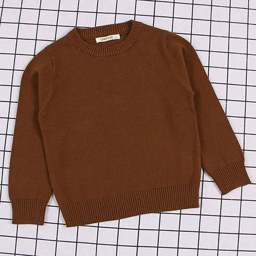 Autumn Winter Children Clothing Baby Girls Boys Thicken Plush Knitted Pullover Tops 1-8Yrs Kids Casual Loose Pullover Sweater