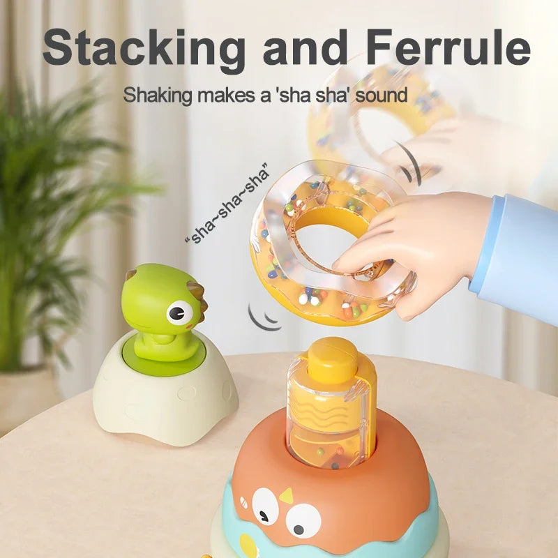 Stacking Tongs for Baby Puzzle Children Develop Motor Skills Game Rotate Stacking Circles Rings Toys Kids Early Educational Toys