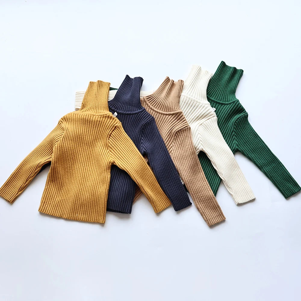 MILANCEL Autumn Soft Tight Unisex Kids Knitwear Sweaters Solid Multi Color Girls Sweater Brief Boys Pullover Turtleneck Outwear