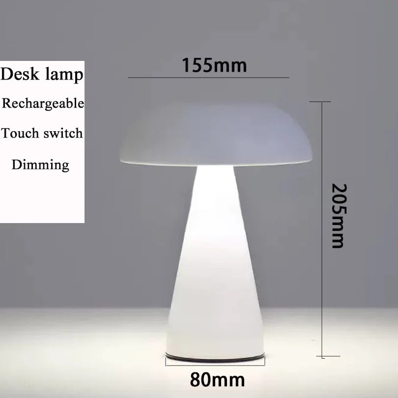 LED Table Lamp Retro Mushroom  Touch Sensor Bedside Lamp Rechargeable Reading Lights For Bedroom Restaurant Bar Decor Lighting
