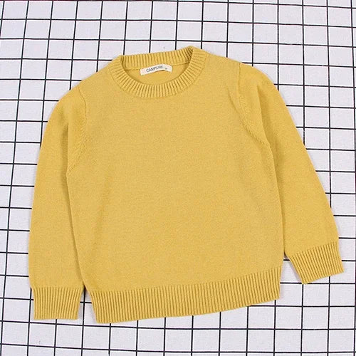 2025 New Autumn 0-7Yrs Kids Sweater Baby Loose Pullover Sweater Baby Boys Girls Long Sleeved Solid Color Knitted Pullover Tops