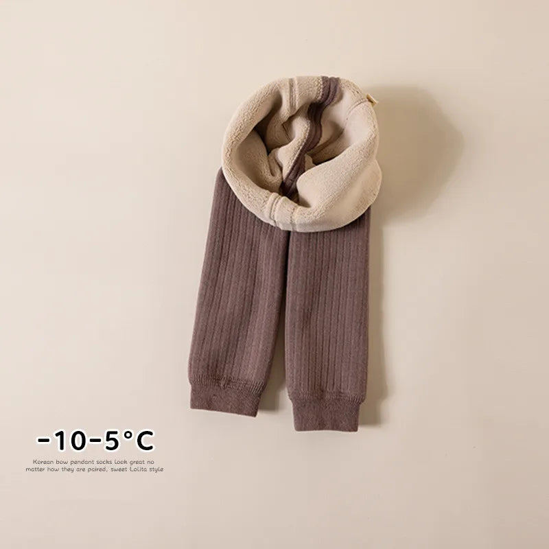 Autumn Winter Baby Boys Girls Thicken Warm Pants Leggings Tights Fleece Lining Stretch Kids Children Knitting Trousers
