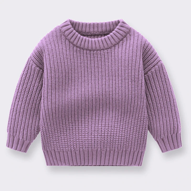 New Autumn Girls Sweater Kids Sweaters Chunky Knit Brief Spring Winter Sweaters Long Sleeve Boys Pullover Warm Knit Baby Clothes