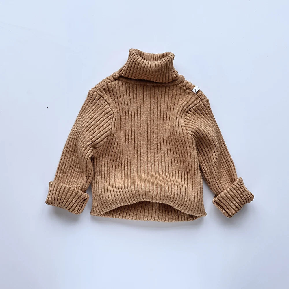 MILANCEL Autumn Soft Tight Unisex Kids Knitwear Sweaters Solid Multi Color Girls Sweater Brief Boys Pullover Turtleneck Outwear