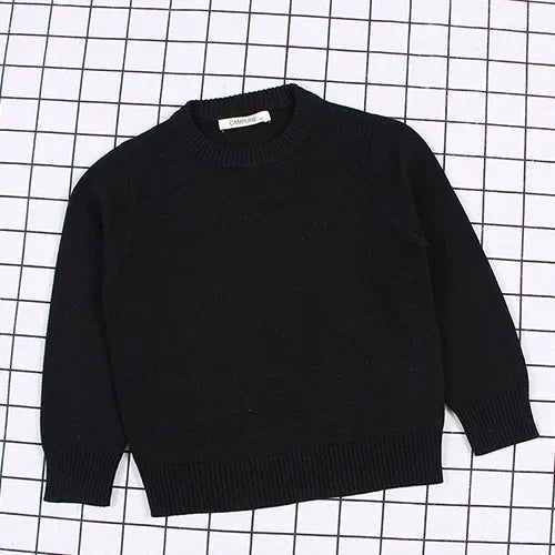 2025 New Autumn 0-7Yrs Kids Sweater Baby Loose Pullover Sweater Baby Boys Girls Long Sleeved Solid Color Knitted Pullover Tops