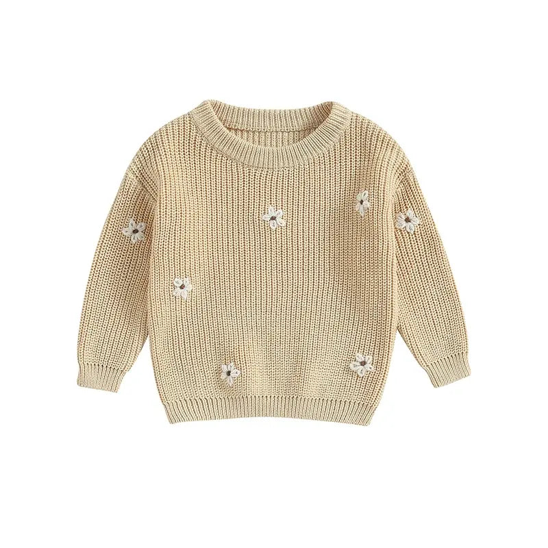 Winter Autumn New Baby Boys Girls Sweater Long Sleeve Cute Flower Knit Clothes Newborn Knitwear Pullover Top For Infant