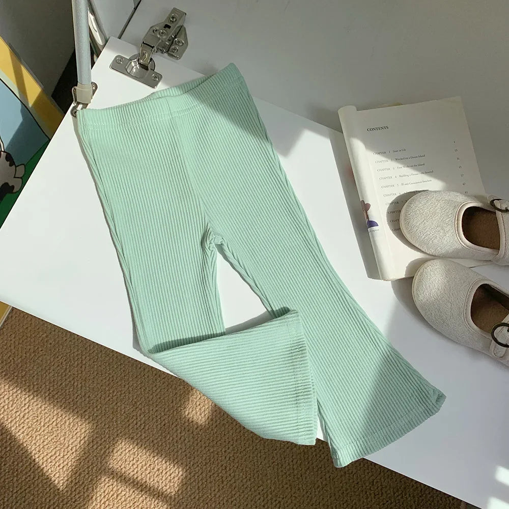 1-11T Autumn Toddler Kid Baby Girls Pants Stripe Elastic Elegant Slim Flare Pant Fashion Children Trousers Infant Girl Clothing