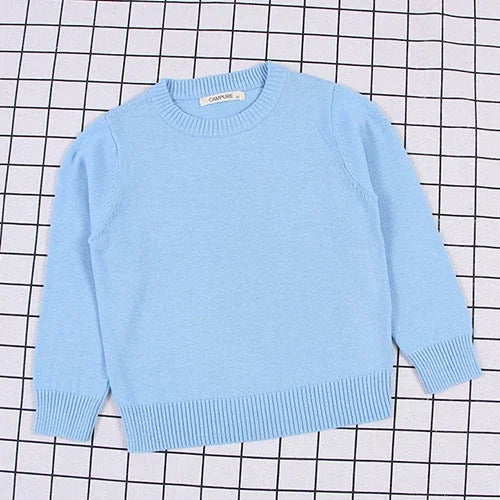 2025 New Autumn 0-7Yrs Kids Sweater Baby Loose Pullover Sweater Baby Boys Girls Long Sleeved Solid Color Knitted Pullover Tops