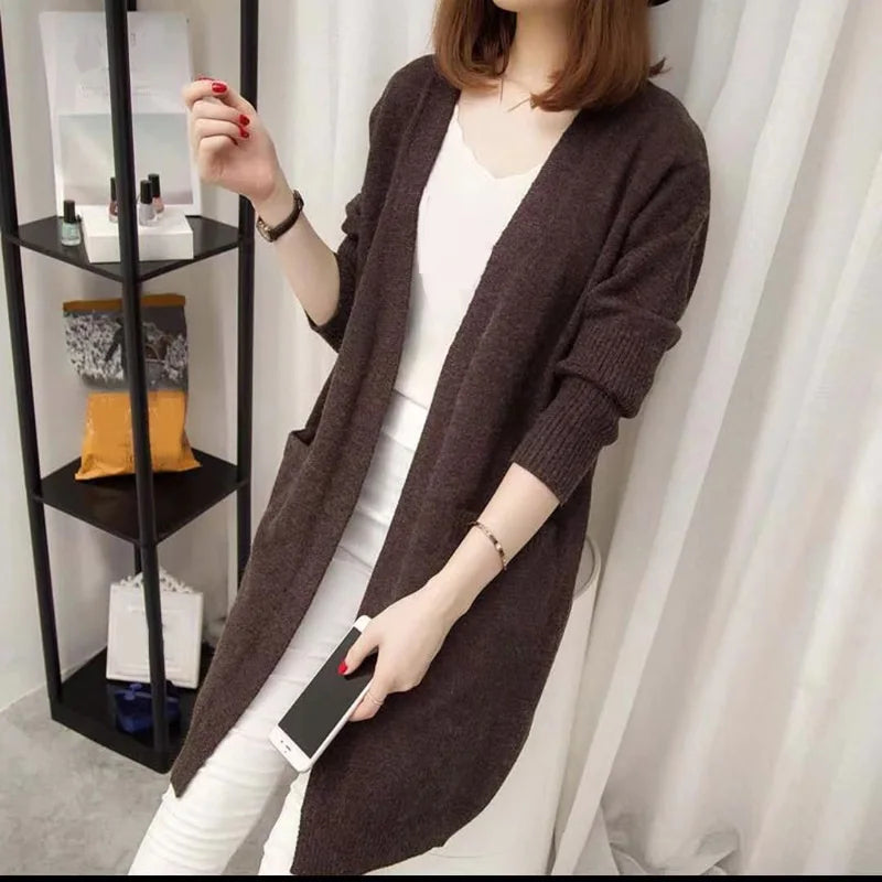 Autumn Winter Knitted Sweater Women Long Cardigan Korean Fashion Female Cardigans Long Sleeve Women Coat Jacket Ladies Outerwear