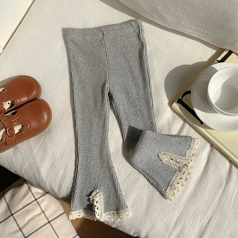 Baby Pants Girls Solid Elasticity Leggings Cotton Trousers Kids Boot Cut Pants Toddler Girls Flares Pant