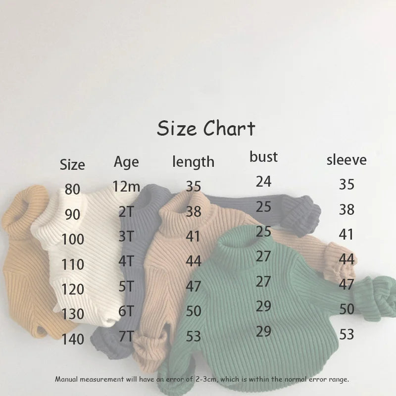 MILANCEL Autumn Soft Tight Unisex Kids Knitwear Sweaters Solid Multi Color Girls Sweater Brief Boys Pullover Turtleneck Outwear