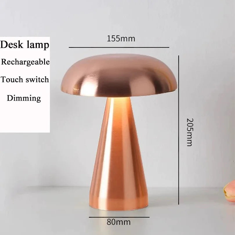 LED Table Lamp Retro Mushroom  Touch Sensor Bedside Lamp Rechargeable Reading Lights For Bedroom Restaurant Bar Decor Lighting