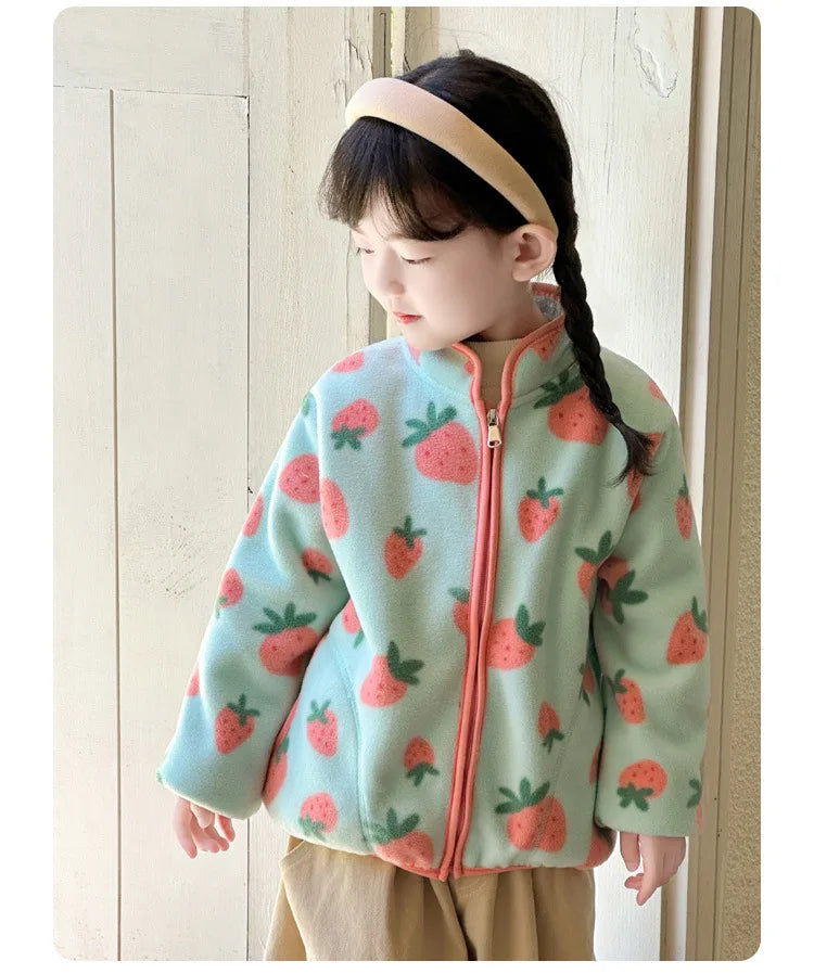 Boys Cartoon Coats Autumn Fashion Children's Clothes 1 to 2 4 6 8 Years Winter Baby Warm Fleece Outerwear Jacket for Girls