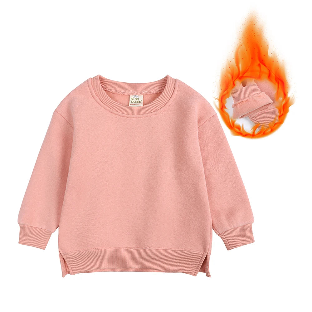 1-7T Kids Hoodies Winter Autumn Thicken Fleece Long Sleeve Sweatshirt Toddler Boy Girl Sweater Coat Children's Pullovers Clothes