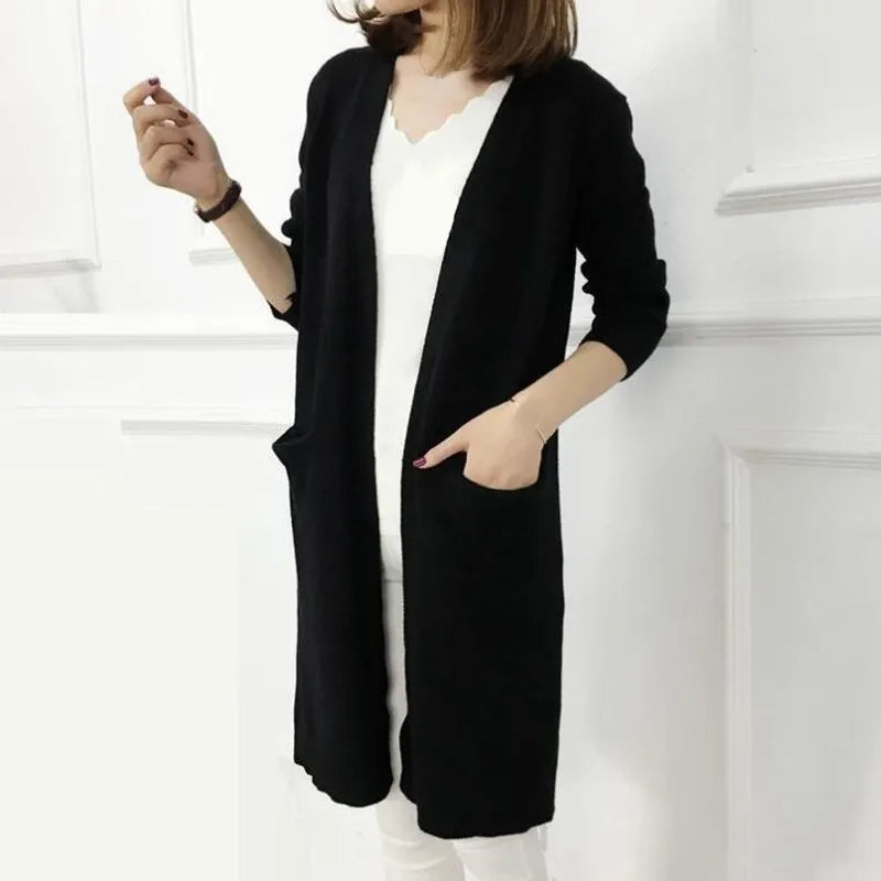 Autumn Winter Knitted Sweater Women Long Cardigan Korean Fashion Female Cardigans Long Sleeve Women Coat Jacket Ladies Outerwear